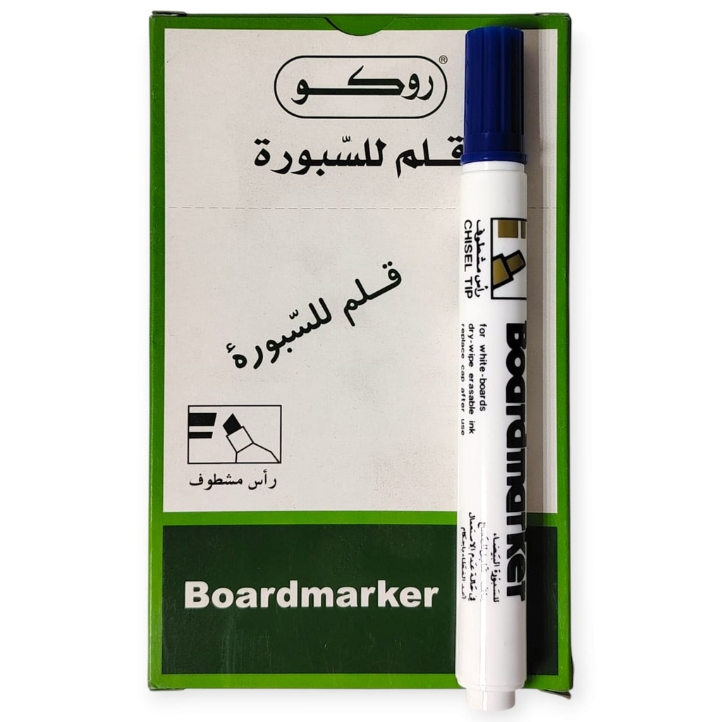 قلم سبورة ازرق روكو مشطوف علبة 12