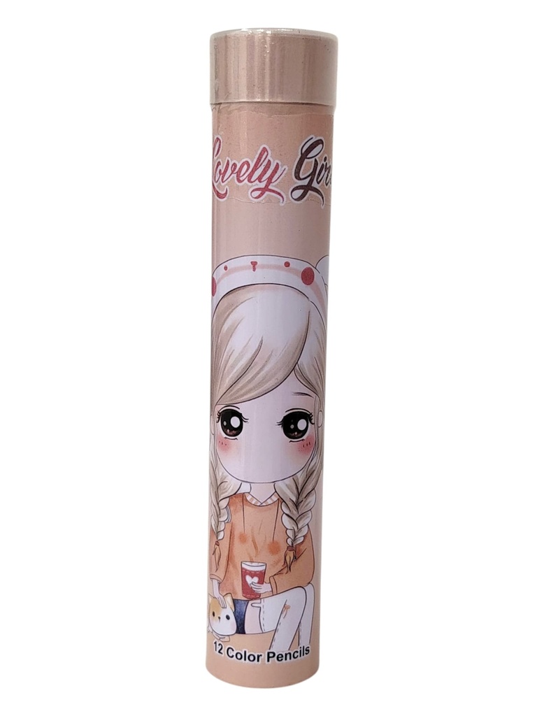 ألوان خشبية أسطوانية 12 لون طويلlovly girl